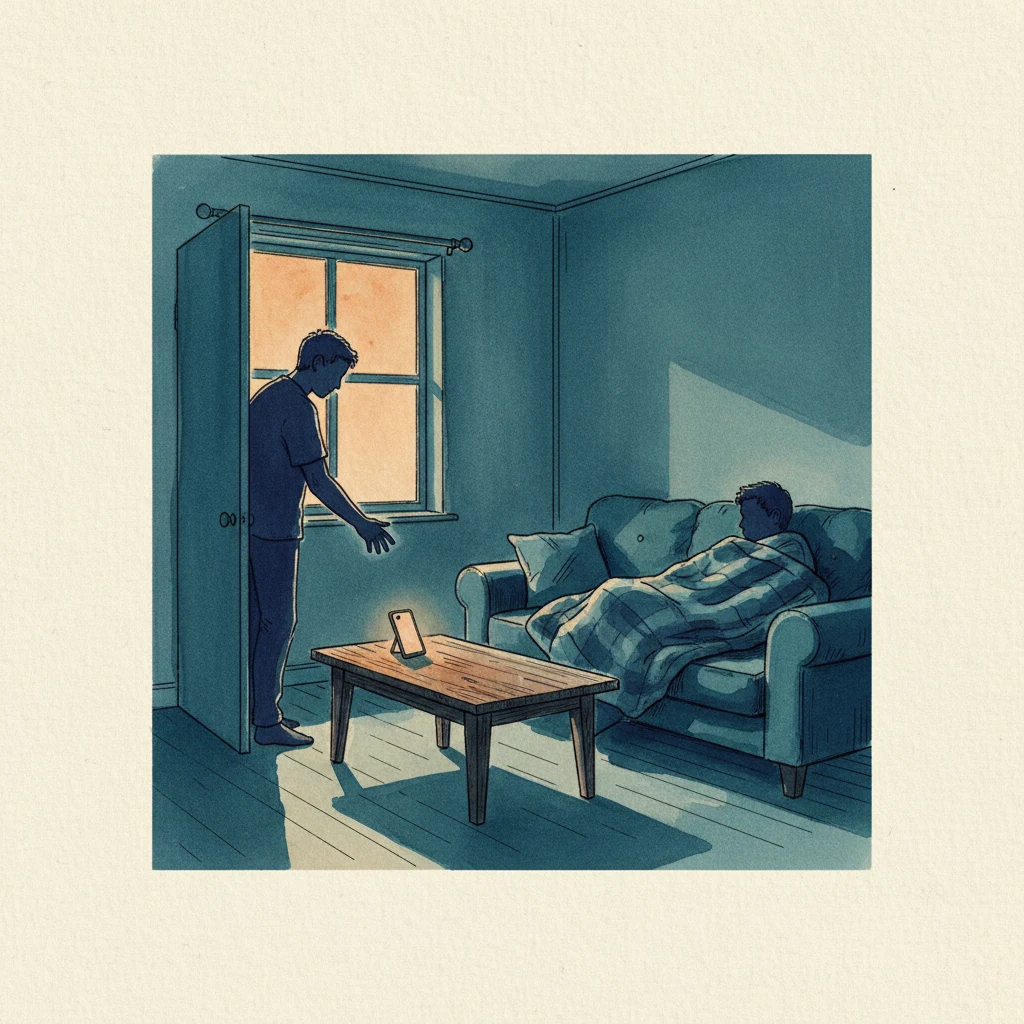 Watercolor illustration capturing David K.'s recovery moment