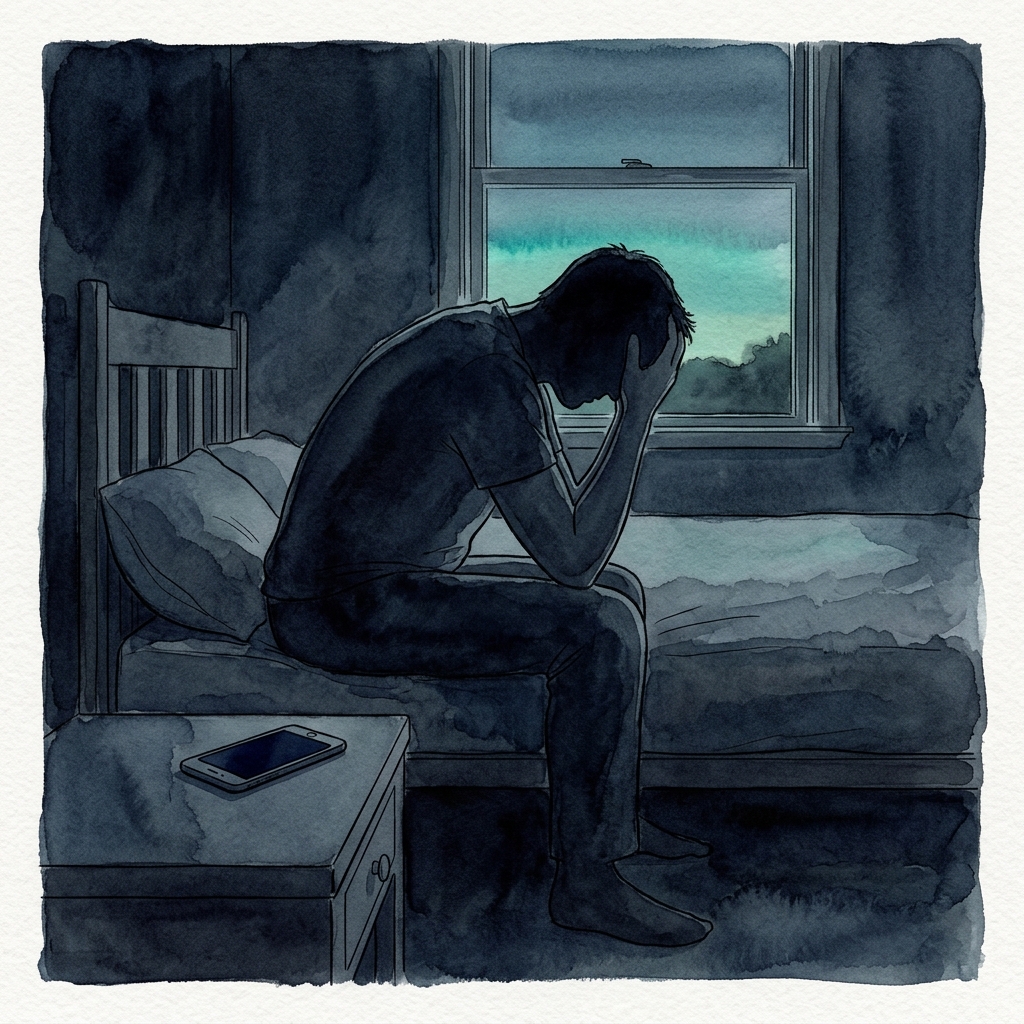 Watercolor illustration capturing Marcus T.'s recovery moment